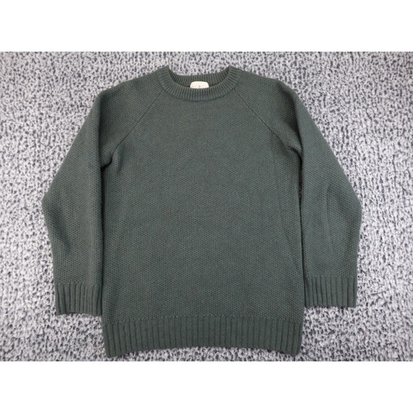 LA PAZ Crewneck Sweater Mens Medium Green Textured Raglan Knit Portugal